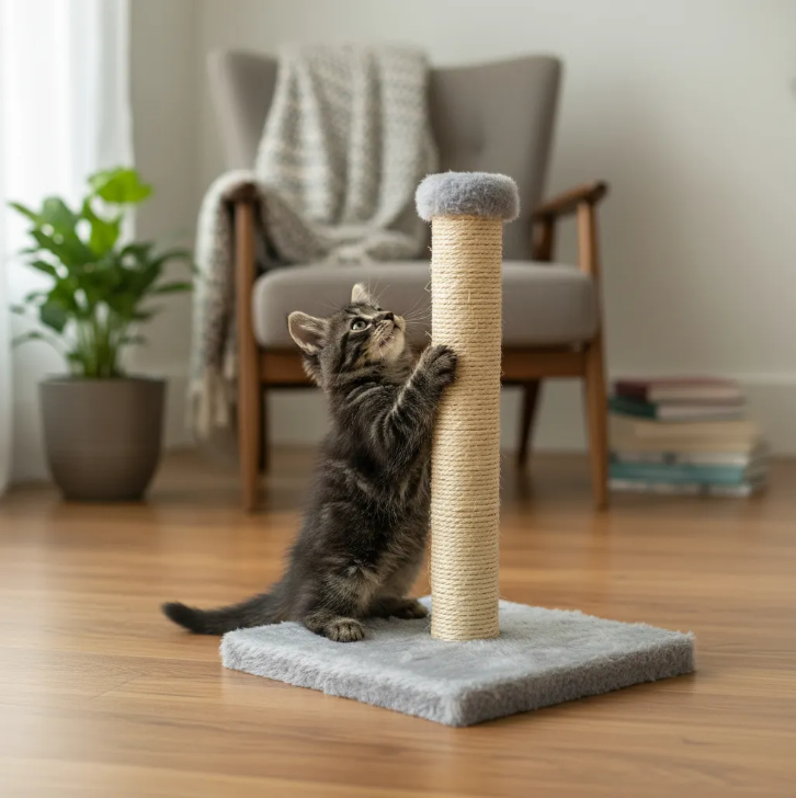 Arranhador Kara Do Gato Mini Poste 32cm Em Pelúcia