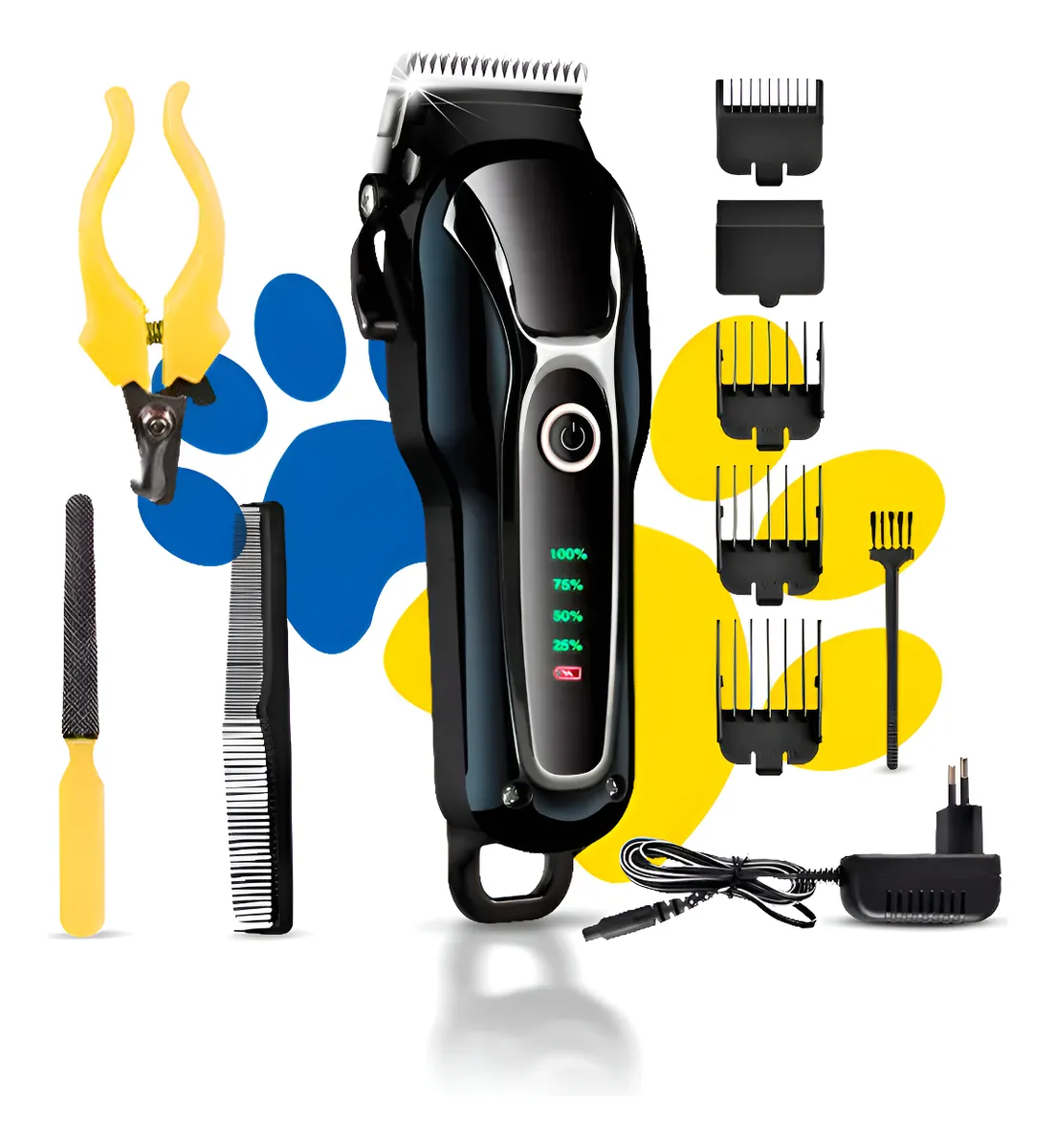 Máquina De Tosa Profissional Pet Cães Gato Cachorro Bivolt Preto 127/220v