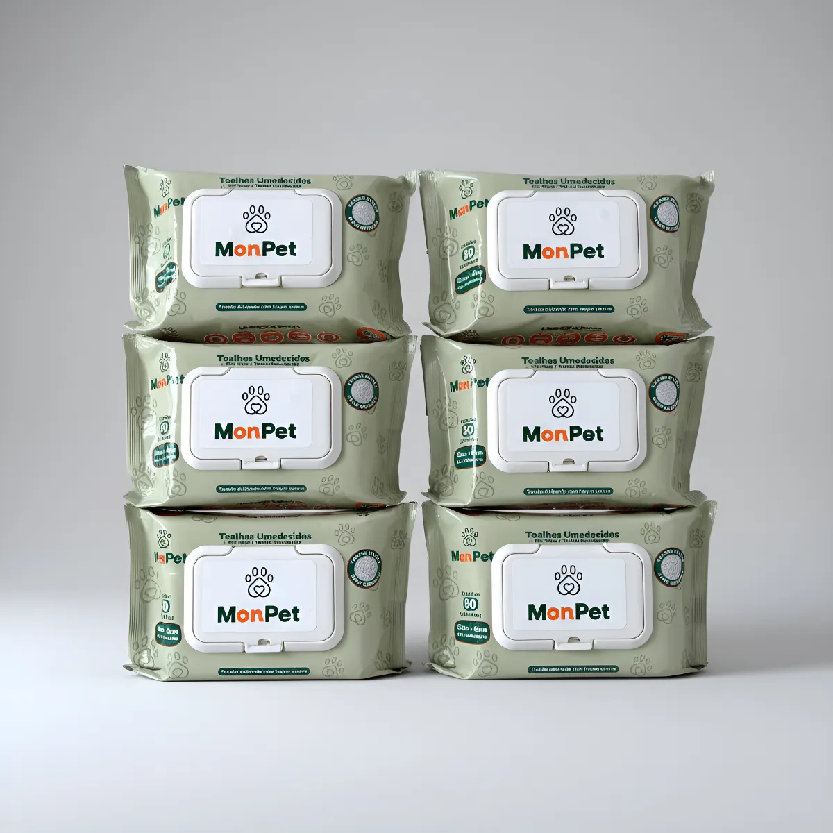 Toalha Lenço Umedecido Para Caes E Gatos Pet 6 Pacotes C/ 50