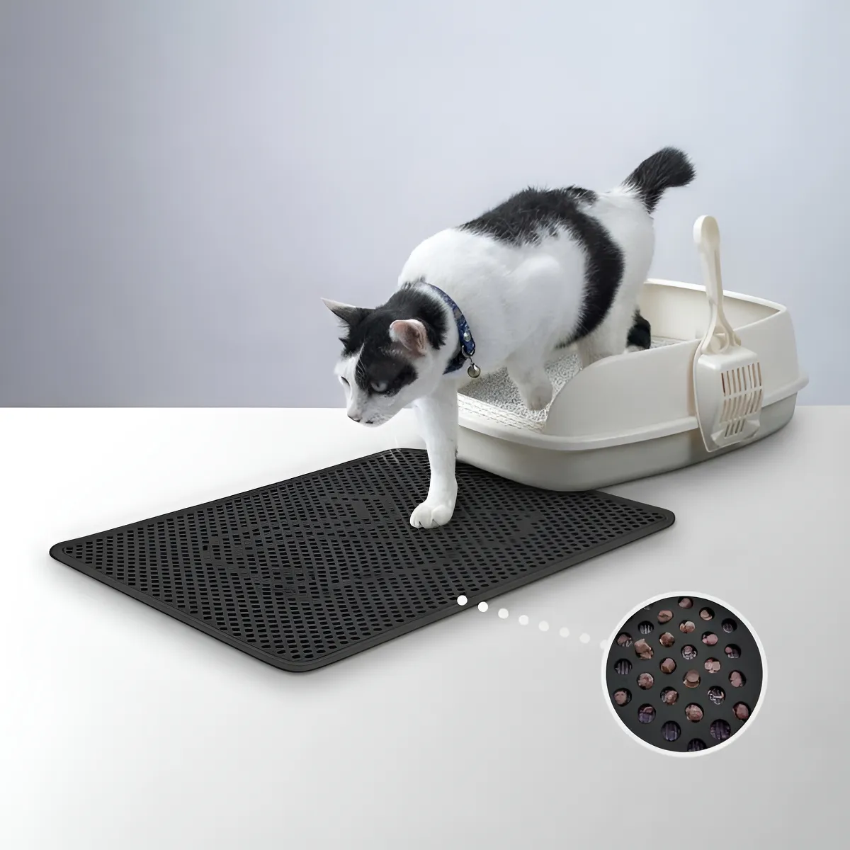 Tapete Higiênico Gato Coletor Caixa De Areia Preto Tam G