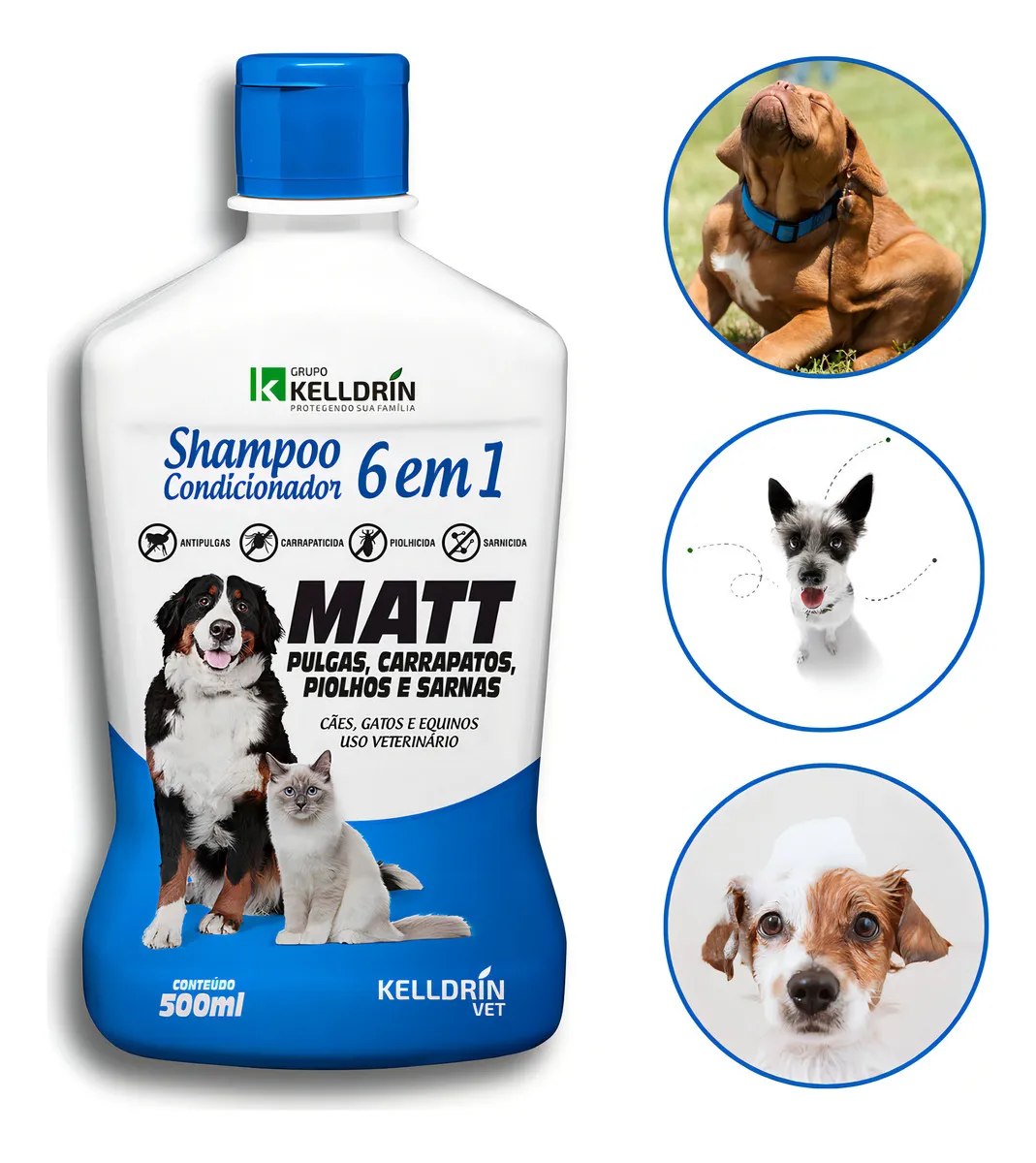 Shampoo Para Cães E Gatos Matt Pulgas 6 Em 1 Kelldrin