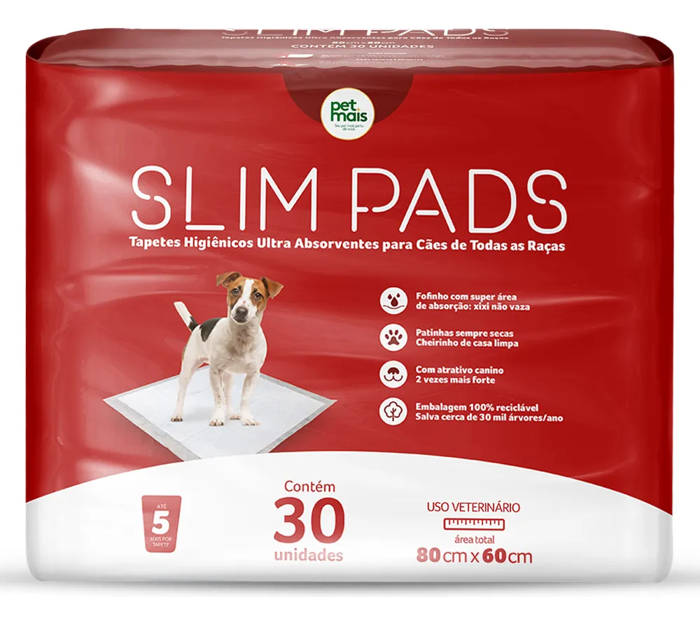 Tapete Higiênico Efficient Slim Pads 80x60cm 30 unidades Petmais
