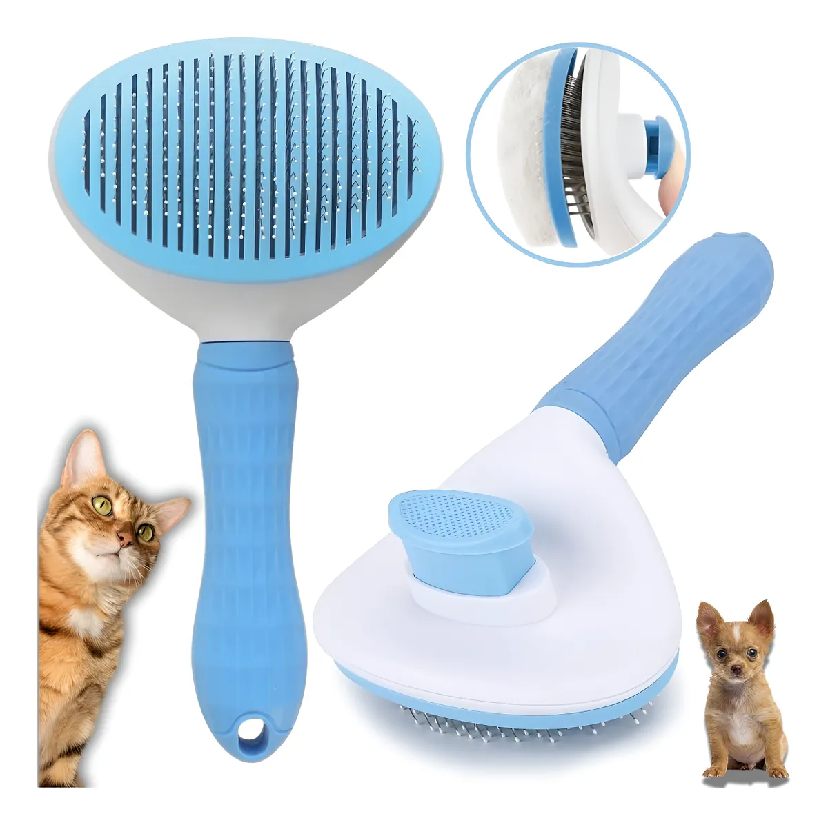 Escova Pet Autolimpante Rasqueadeira Magica Pelos Cães Gatos