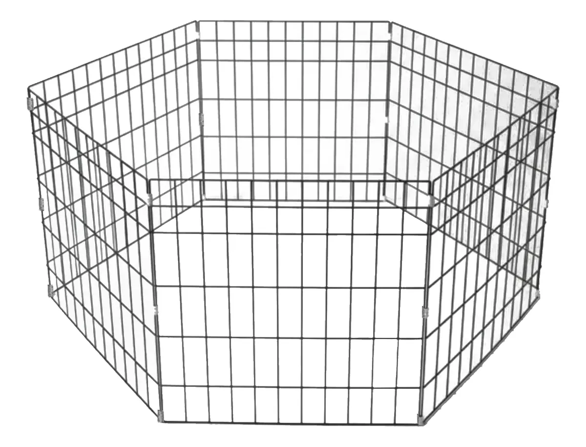 Cercadinho Dobrável Metal Pet 6 Painéis 50cm Altura Médio Preto